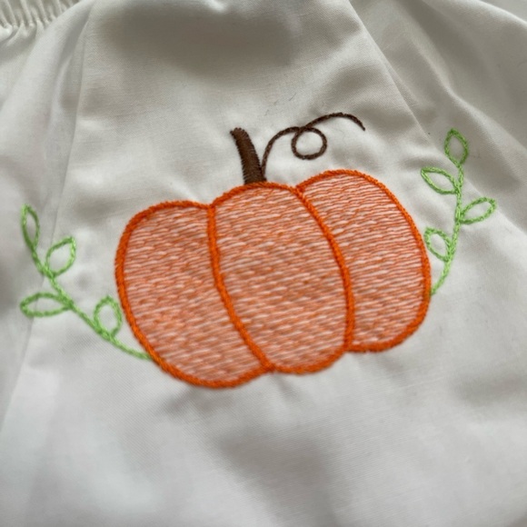 NWT L’ezame Kids Mimi Embroidered Pumpkin Diaper Cover Bloomers  6/9m - Picture 2 of 4
